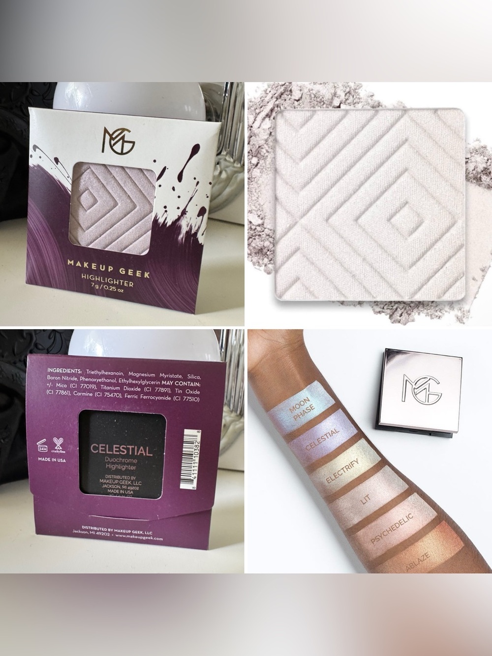 3/$15 Makeup Geek Single Highlighter Pan Celestial Duochrome Cruelty Free